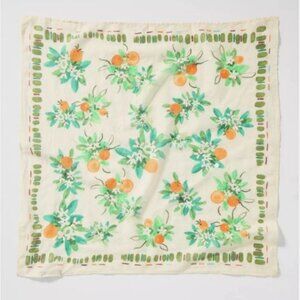 NWT Anthropologie Vismaya Summer Edit Cotton Square Scarf Oranges